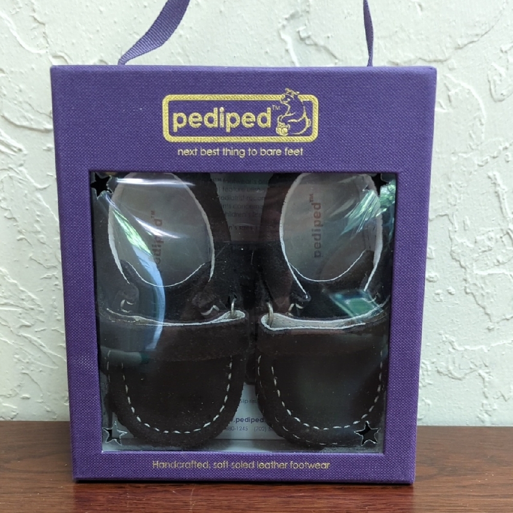 Pediped Harvey Brown Suede Loafers Soft-Soled Boy's Shoes Size 12-18 months